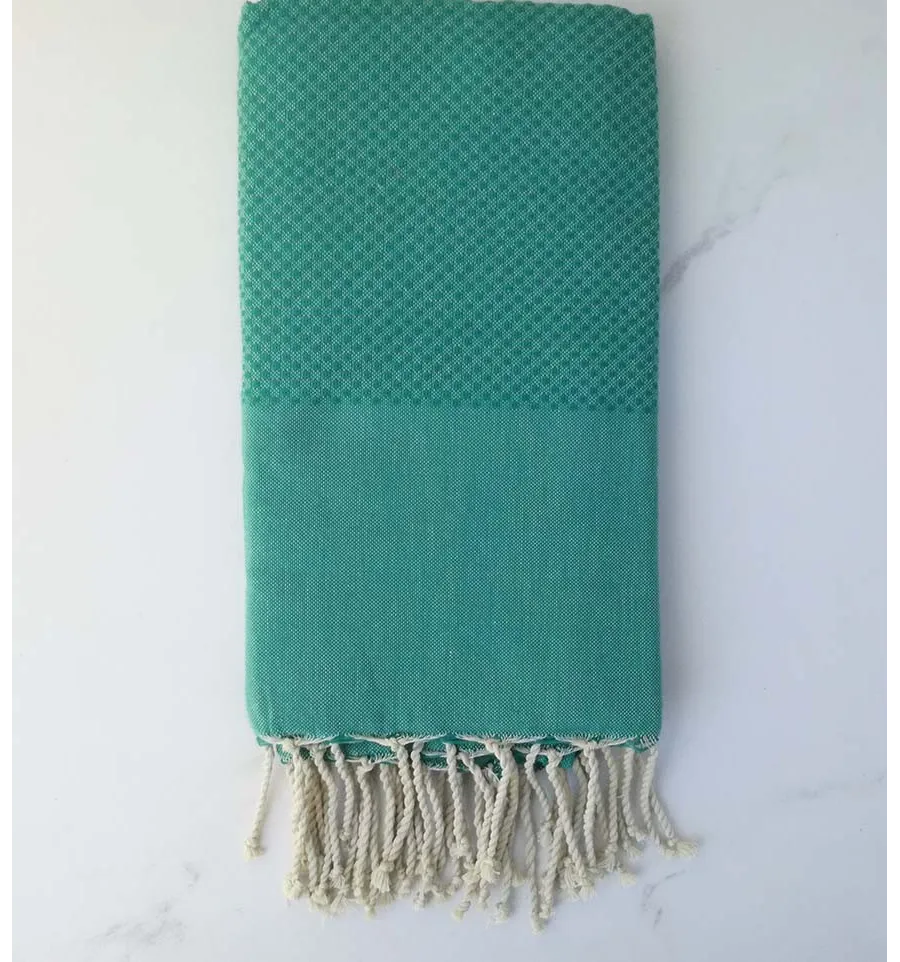 Fouta nido d'ape unita verde smeraldo scuro 