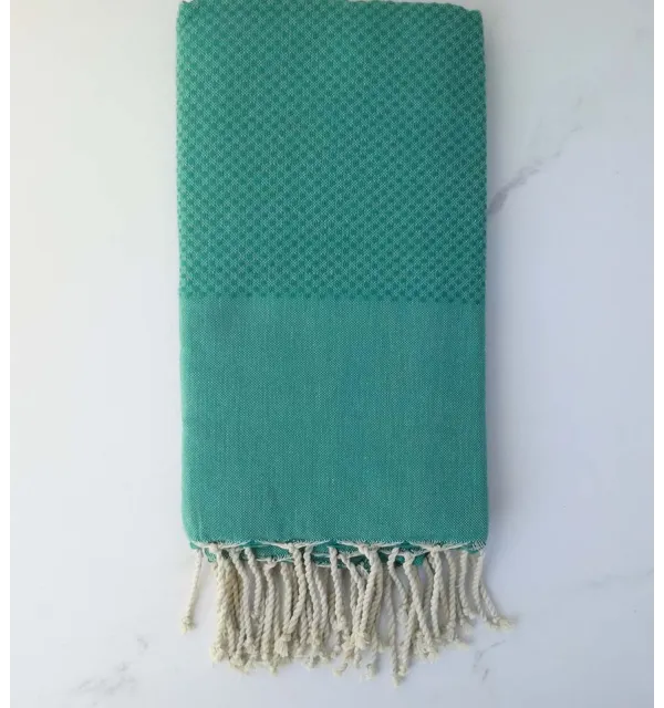 Fouta nido d'ape unita verde smeraldo scuro 