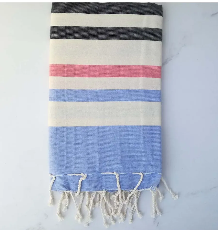 Fouta blu, grigio antracite, bianco crema e rosa 