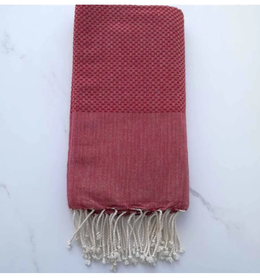 Fouta nido d'ape unita  rosso scuro 