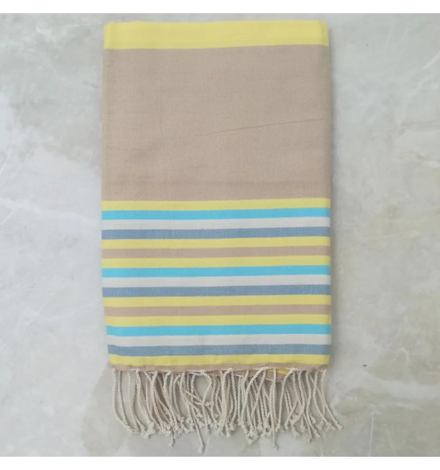 telo mare beige con strisce 