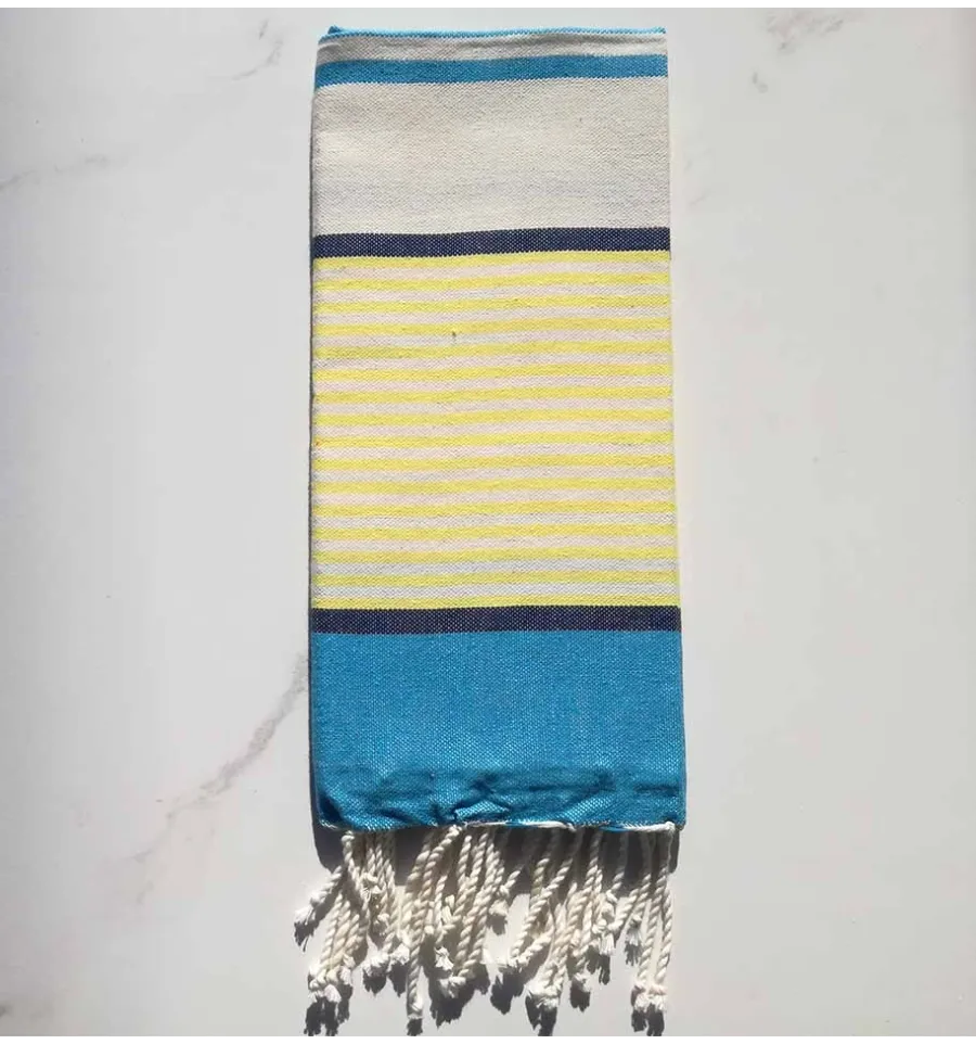 mini fouta blu, blu scuro, Giallo e bianco sporco 