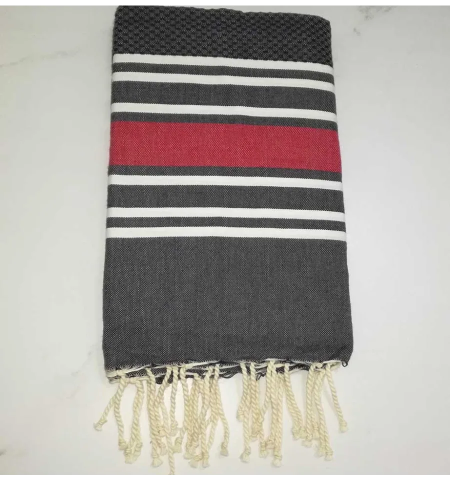 Fouta nido d'ape grigio nero 