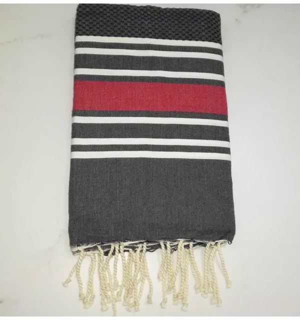 Fouta nido d'ape grigio nero 