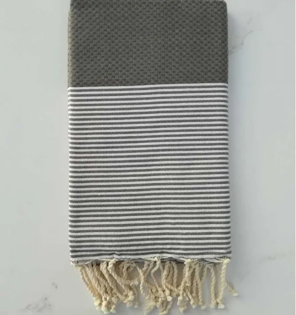 Fouta nido d'ape grigio topo 