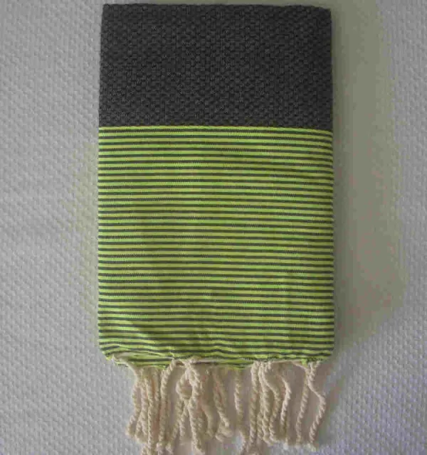 Fouta  nido ape Antracite righe verde 