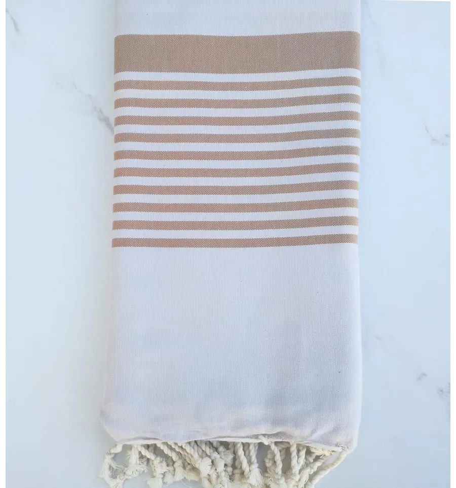 Grande fouta grigio perla a strisce beige 1.5m/2.5m 