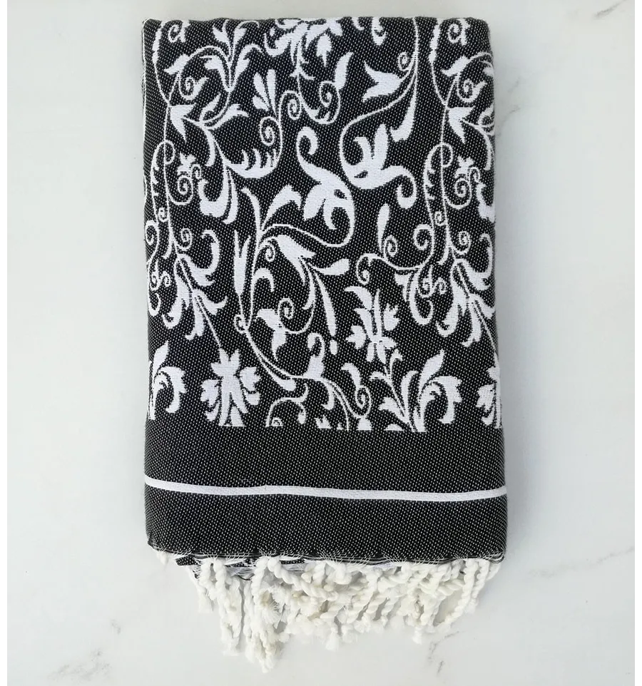 Fouta fiore grigio bianco e nero 