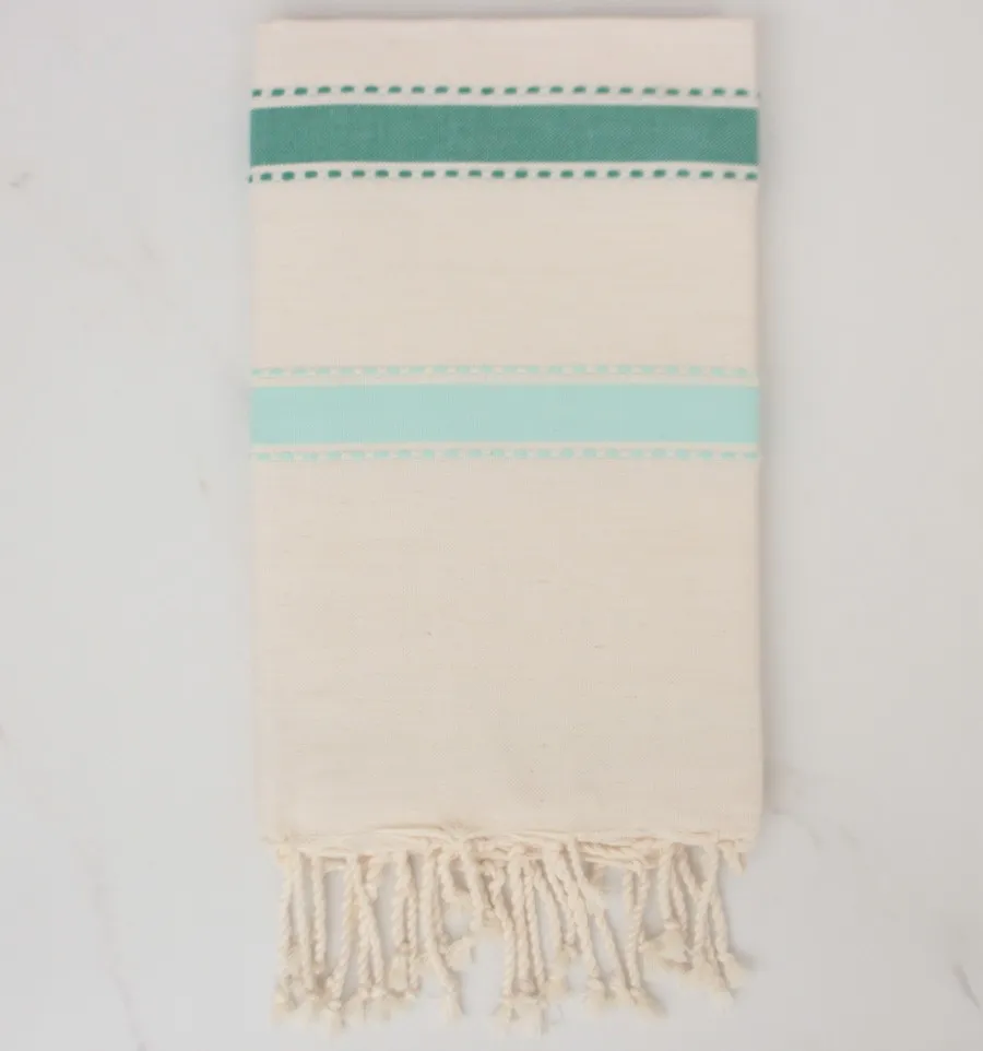 Fouta arabesco bianco crema, verde e turchese 