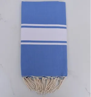 Fouta piatta blu elettrico Fouta Tunisia - 1 2