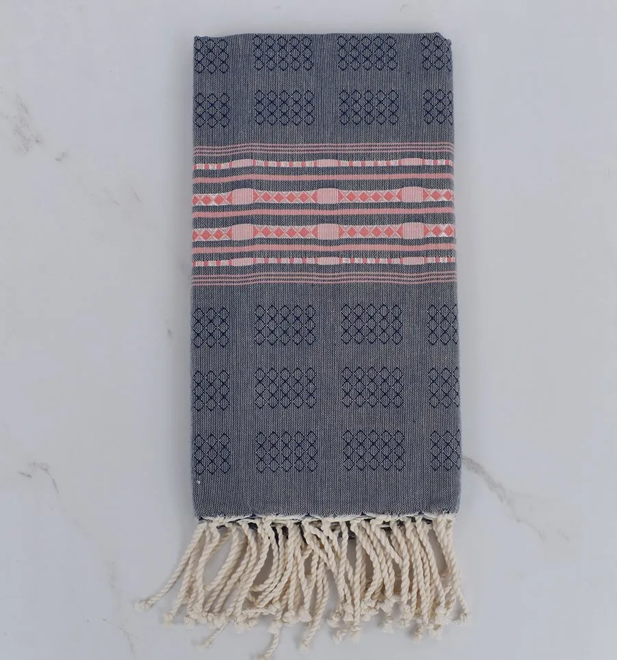 Fouta thalasso blu e rosa chiaro 