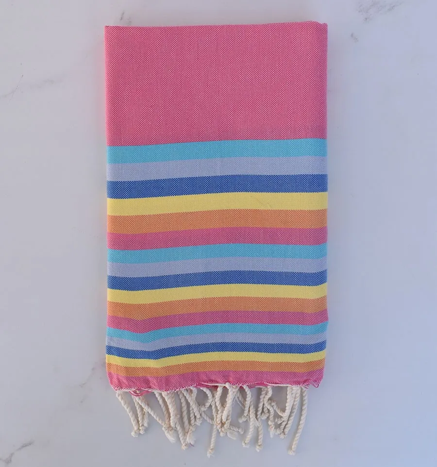 Fouta piatta 6 colori rosa, azzurro, blu grigio, blu, giallo e arancione 