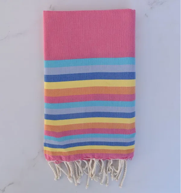 Fouta piatta 6 colori rosa, azzurro, blu grigio, blu, giallo e arancione 