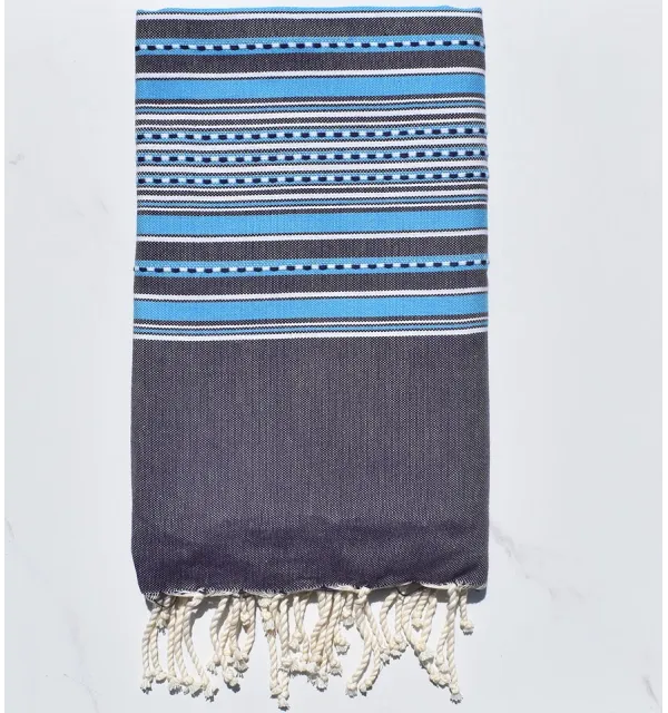 Fouta arabesco viola scuro con strisce blu 