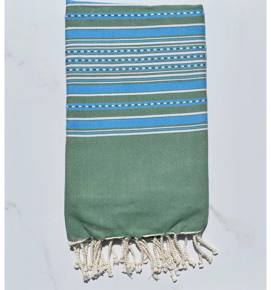 Fouta arabesco verde con strisce blu 