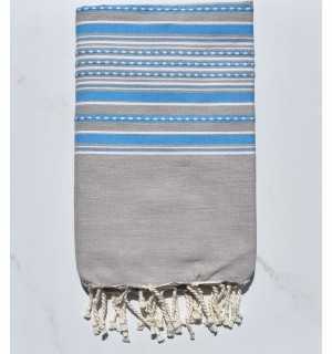 Fouta arabesco taupe chiaro con strisce blu 