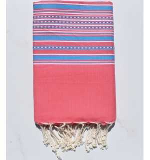 Fouta arabesco rosa con strisce blu 