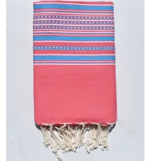 Fouta arabesco rosa con strisce blu 