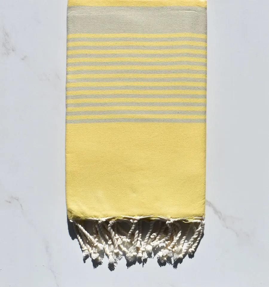 Fouta Arthur taupe chiaro a strisce giallo chiaro 