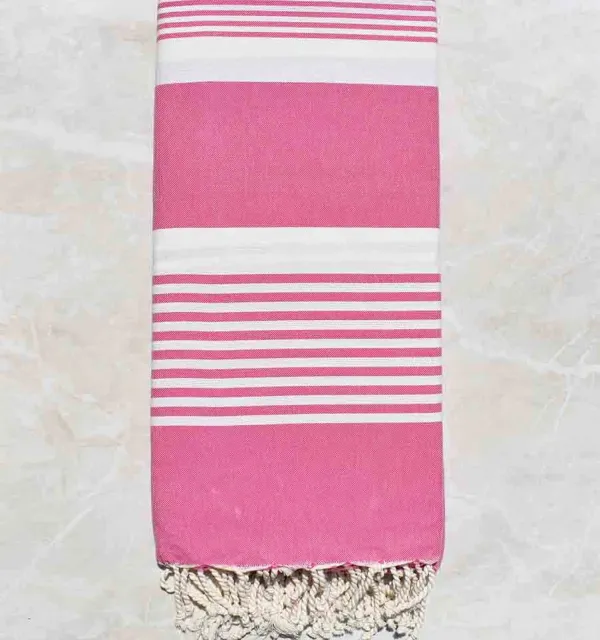 Grande fouta rosa con strisce 2m/2m 