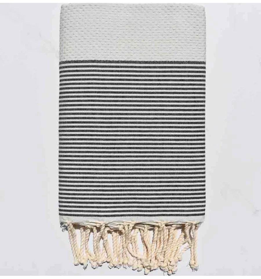 Fouta nido d'ape grigio con strisce anthracite 