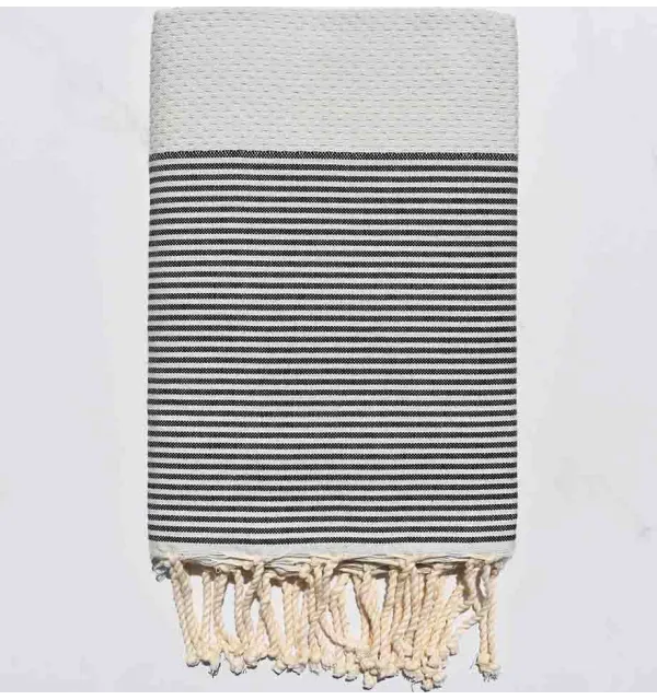 Fouta nido d'ape grigio con strisce anthracite 