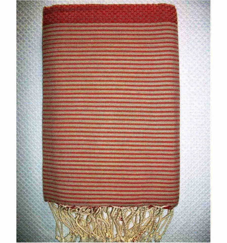 Fouta arancio scuro con strisce bianche 