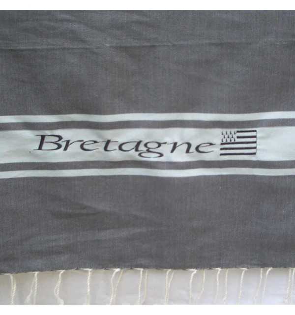 Telo mare colore grigio ricamato Bretagne 