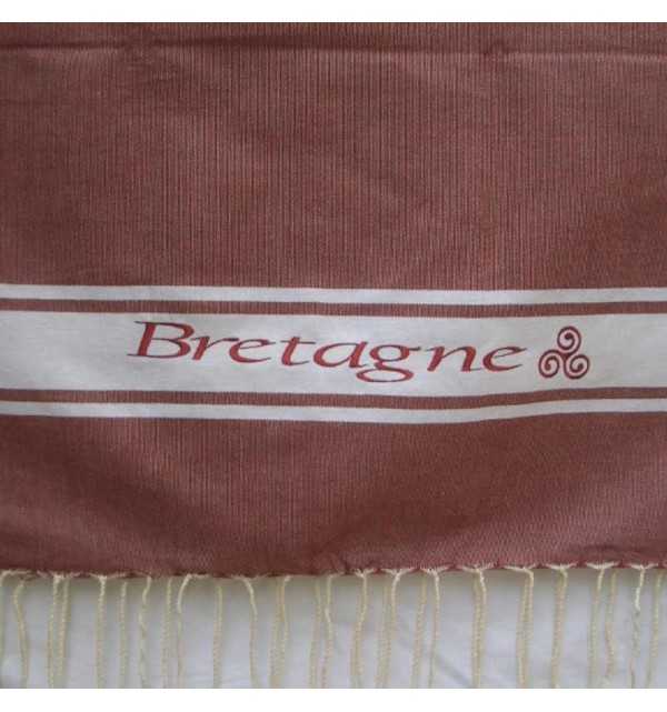 Telo mare ricamato Bretagne color mattone 