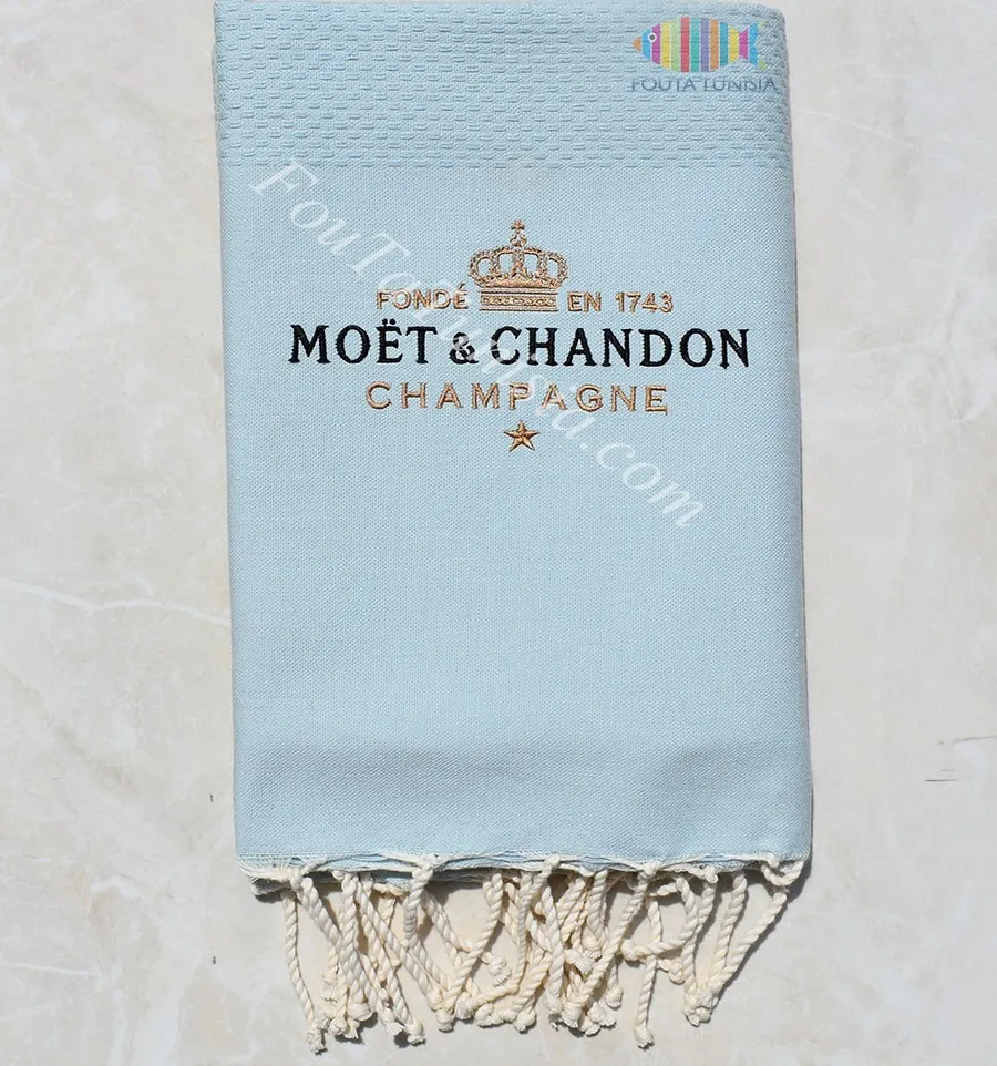 Telo mare azzurro personalizzato Moët & Chandon Champagne 