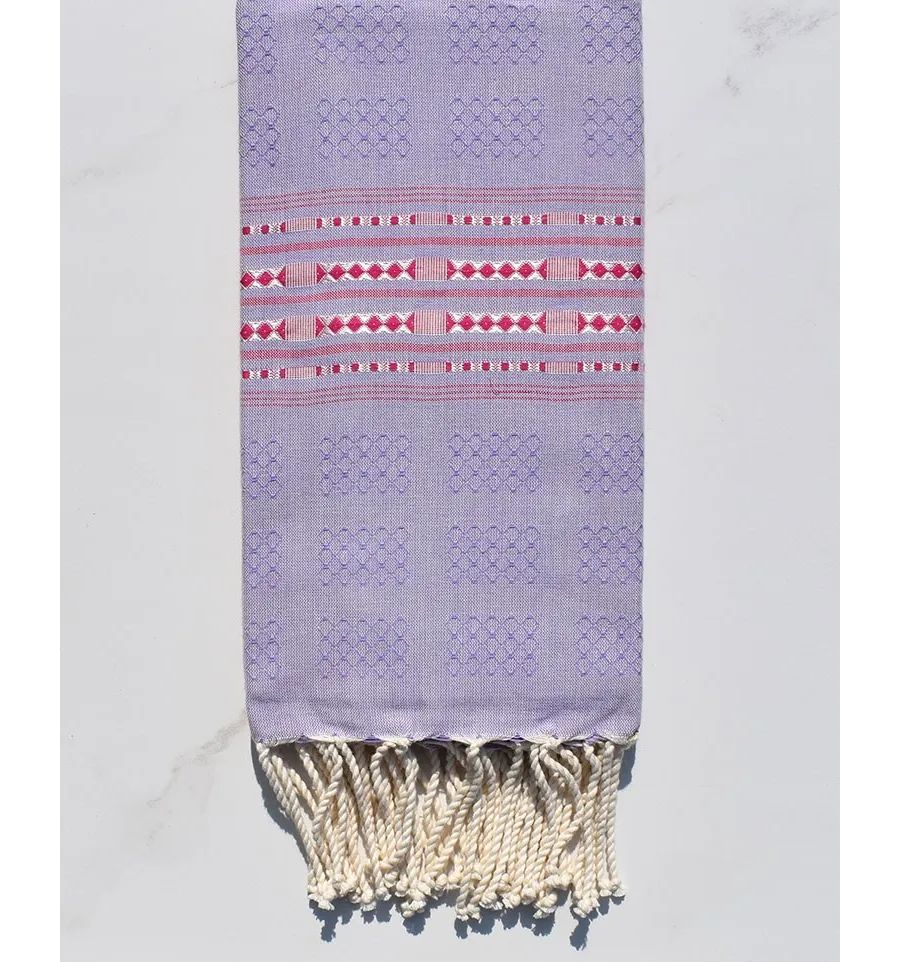 Fouta thalasso viola chiaro con motivi di magenta scuro 