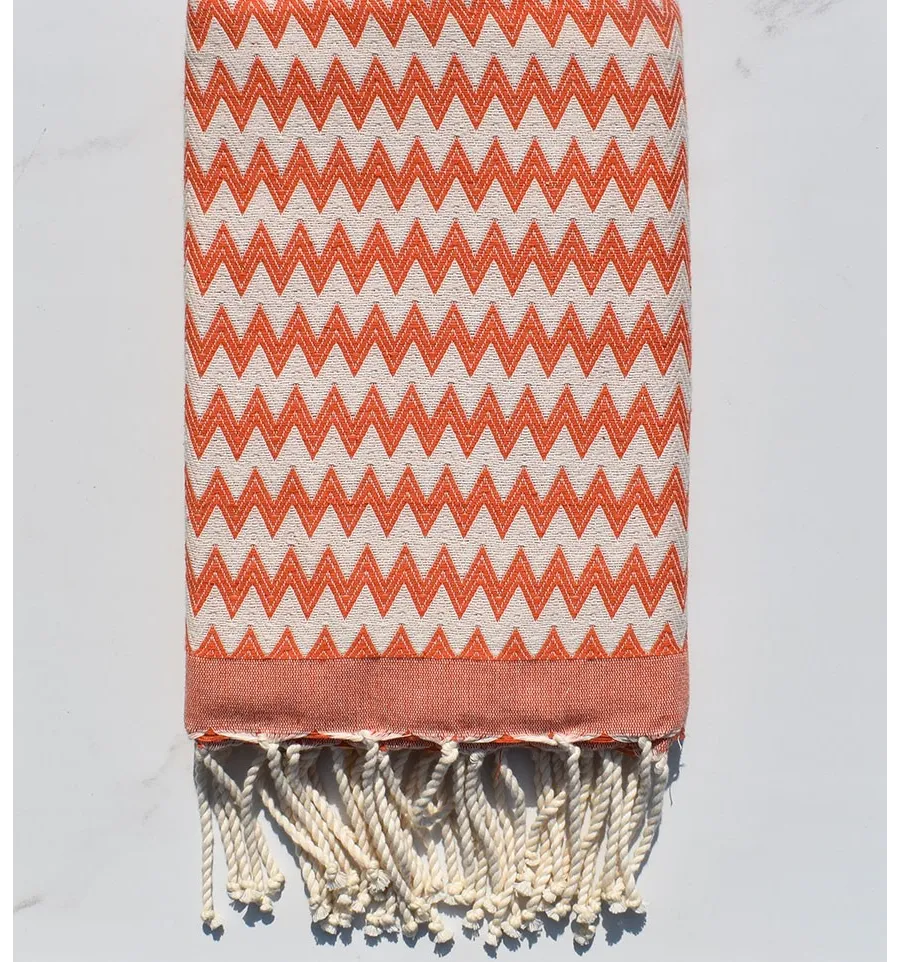 Fouta zigzag arancio corallo 