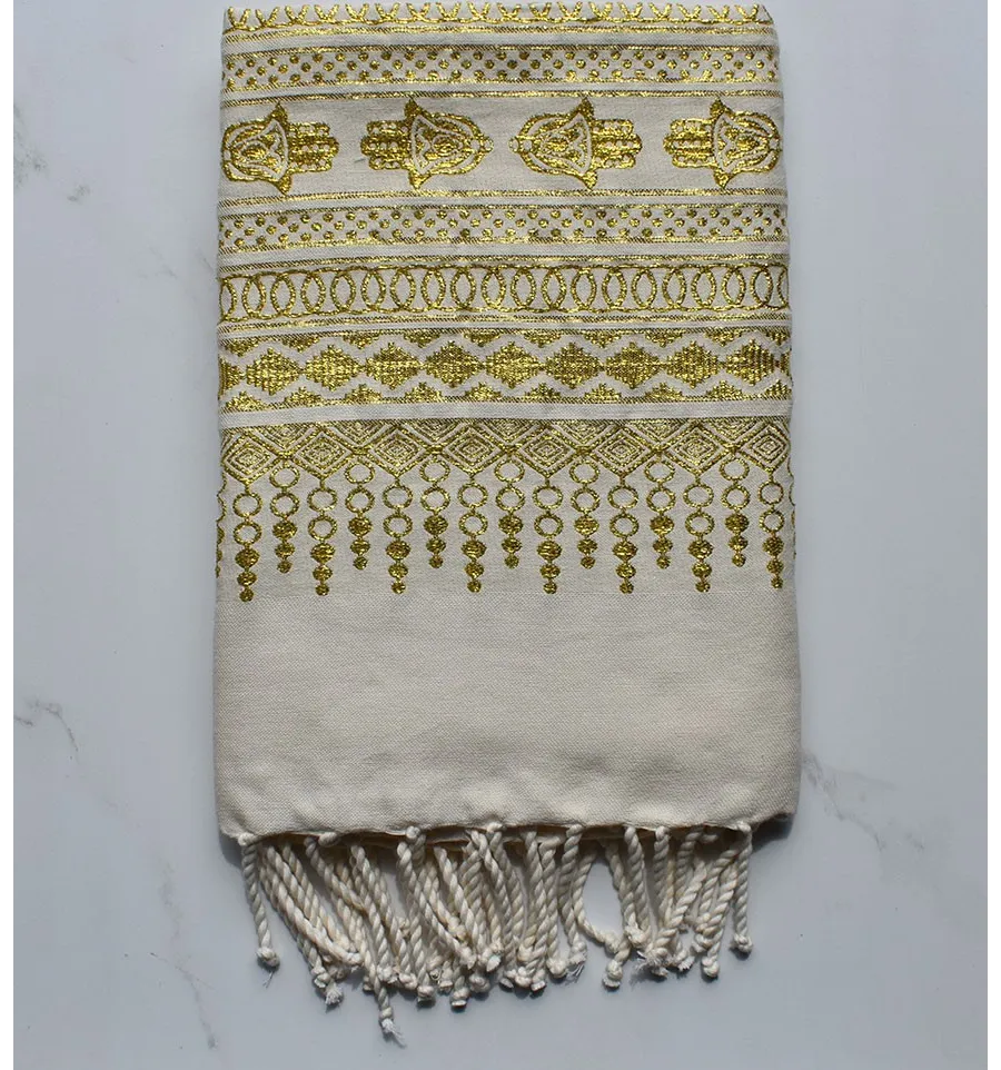 Fouta khomsa giallo dorato 