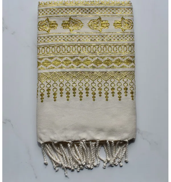 Fouta khomsa giallo dorato 