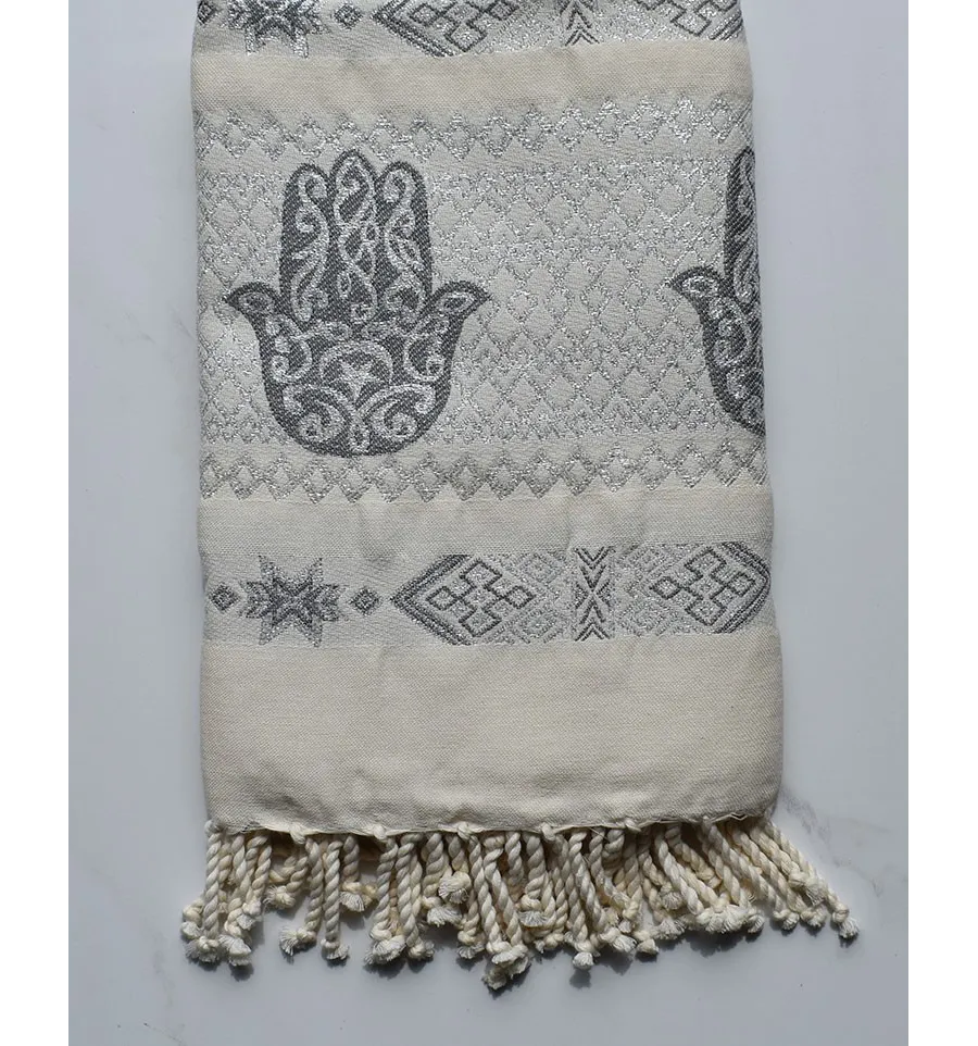 Fouta khomsa grigio 