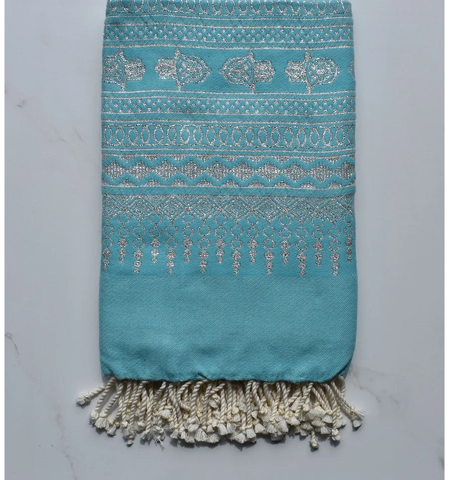 Fouta khomsa blu celeste 