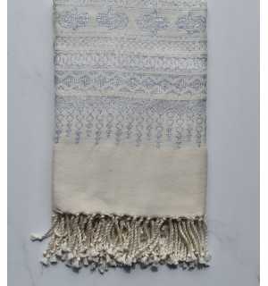 Fouta khomsa bianco crema 