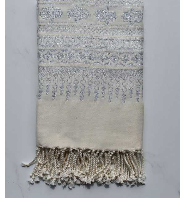 Fouta khomsa bianco crema 