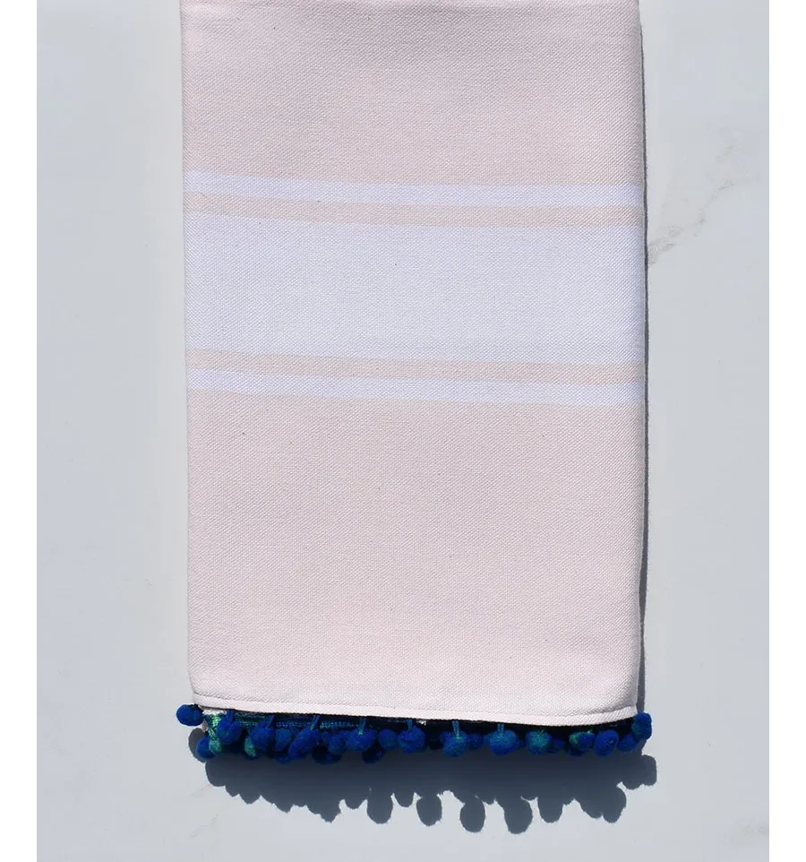 Fouta bambino rosa con pompon 