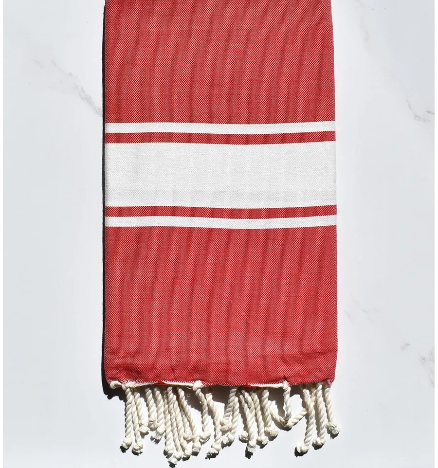 Fouta piatta rosso corallo 