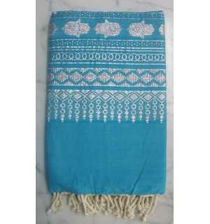 Fouta khomsa blu turchese 