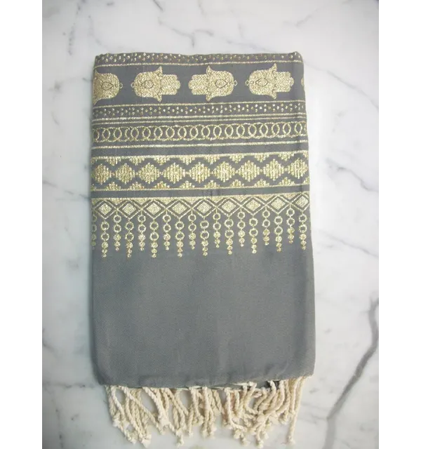 Fouta khomsa grigio topo 