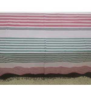 Grande fouta rosa pallido con strisce nero e verde Fouta Tunisia - 1 2