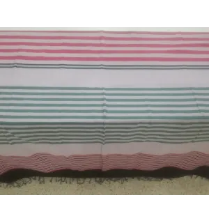 Grande fouta rosa pallido con strisce nero e verde Fouta Tunisia - 1 2