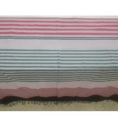 Copridivano rosa con strisce nero e verde - FOUTA TUNISIA