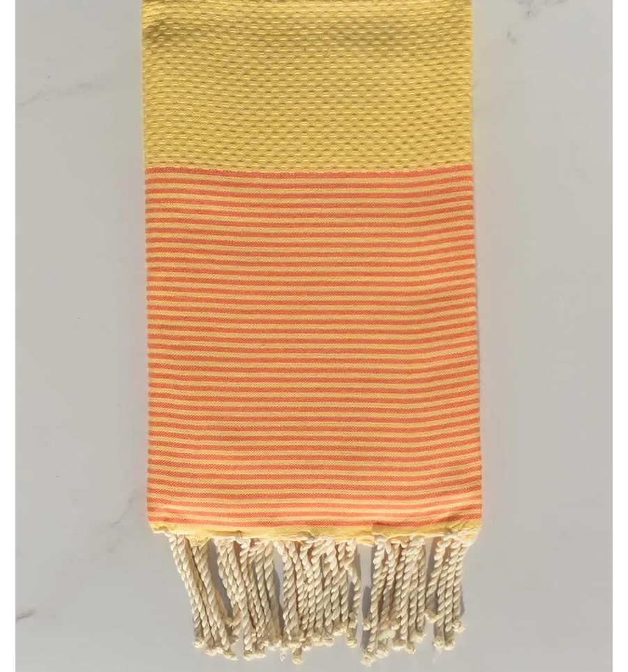 Fouta limone con strisce arancioni 