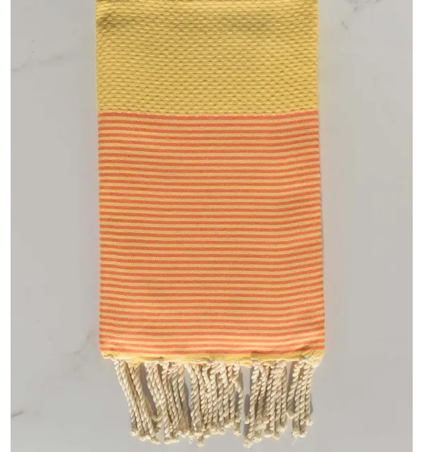 Fouta limone con strisce arancioni 