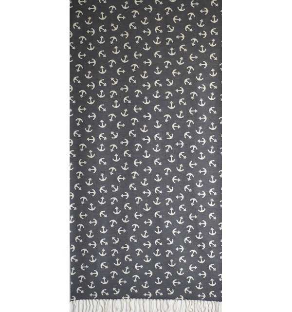 Telo mare jacquard anchor notte blu 