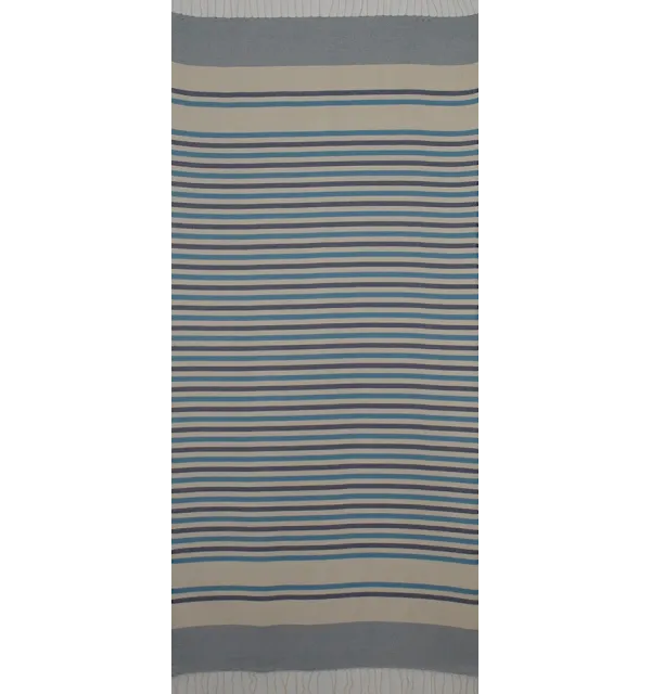 fouta chevron bianco crema e blu 