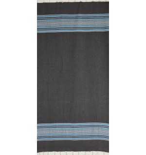 Fouta arabesco blu scuro con strisce blu Fouta Tunisia - 3 2